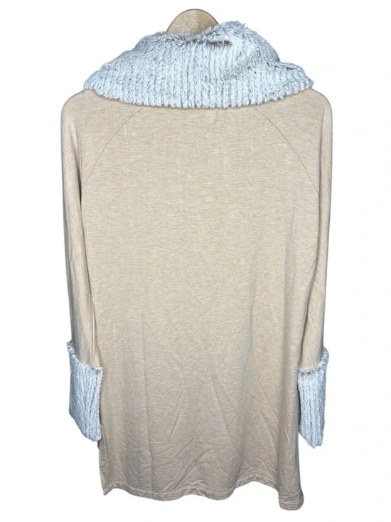 Soft Surroundings | Taupe Faux Fur Cowl Neck Top | Cozy Lounge Sweater | Size S - Picture 6 of 6